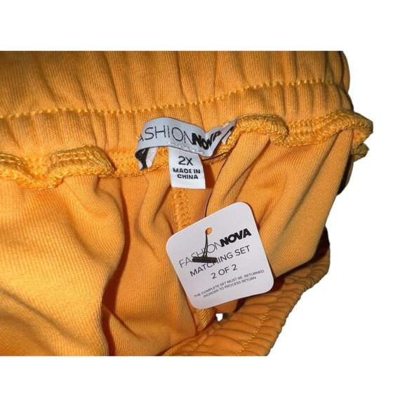 Fashion Nova Yellow Wide-Leg Drawstring Waist Casual Pants Sz 2XL Womens Elastic - Picture 3 of 14